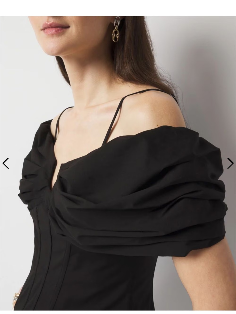 White House Black Market Drama Sleeve Bustier Black Off Shoulder Top Size 2